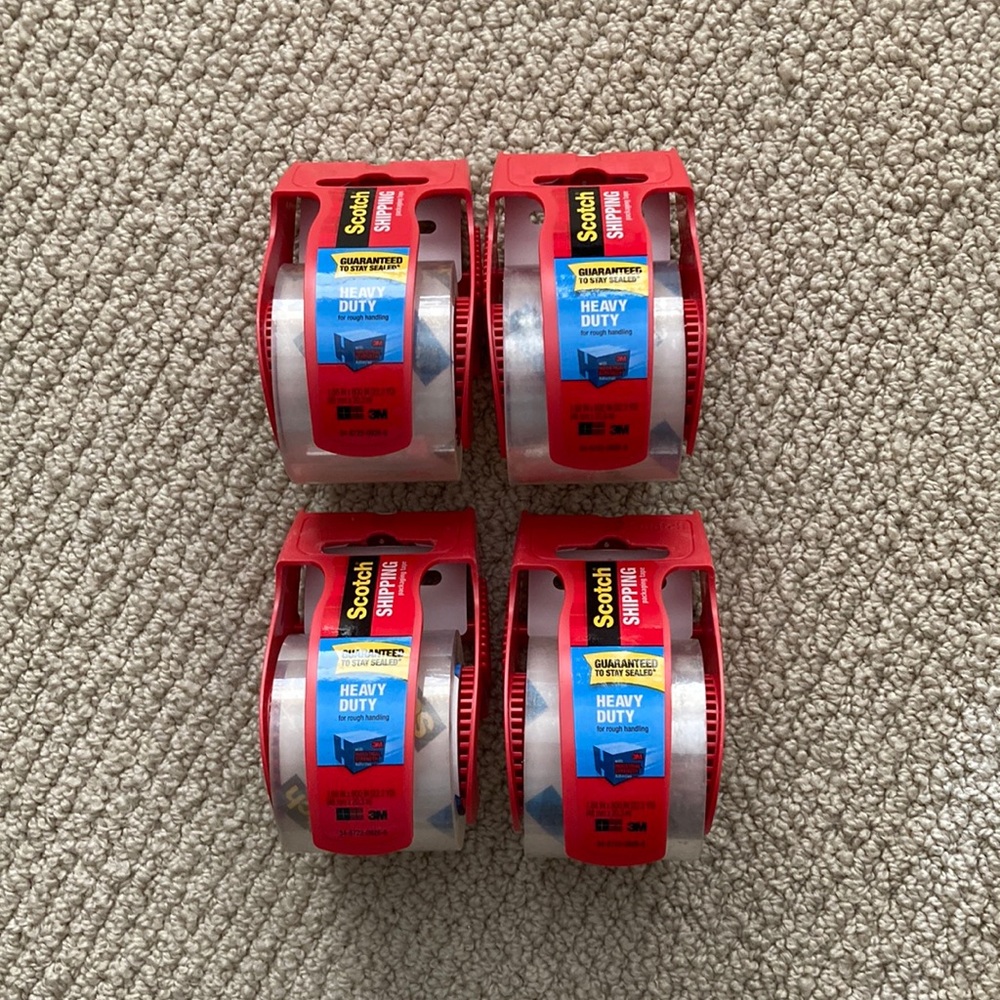 Scotch Shipping Tape Packaging Rollers Heavy Duty Pack of 4 88.8 yd Supplies NEW